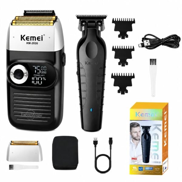 Combo Afeitado Profesional Kemei - Shaver KM 2026 y Trimmer 2299
